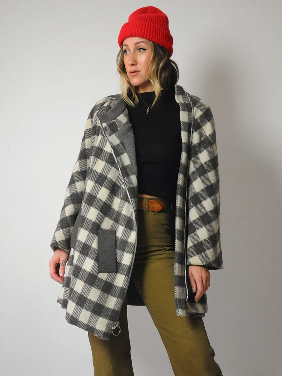 1960's Buffalo Plaid Wool Swing Coat