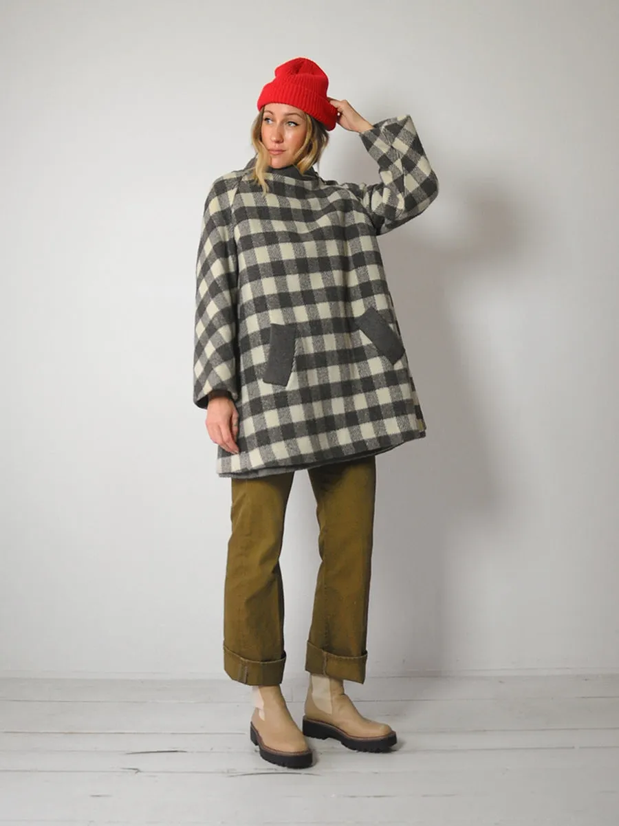 1960's Buffalo Plaid Wool Swing Coat