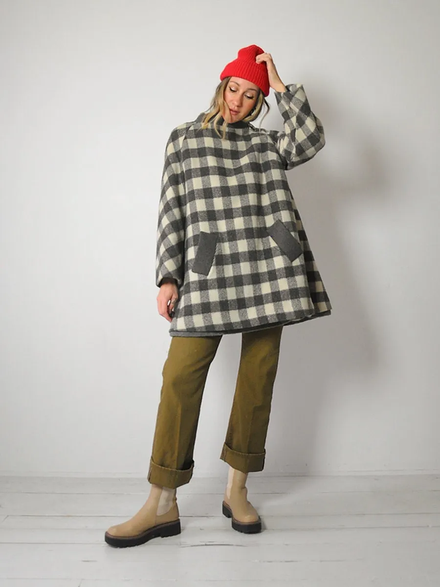 1960's Buffalo Plaid Wool Swing Coat