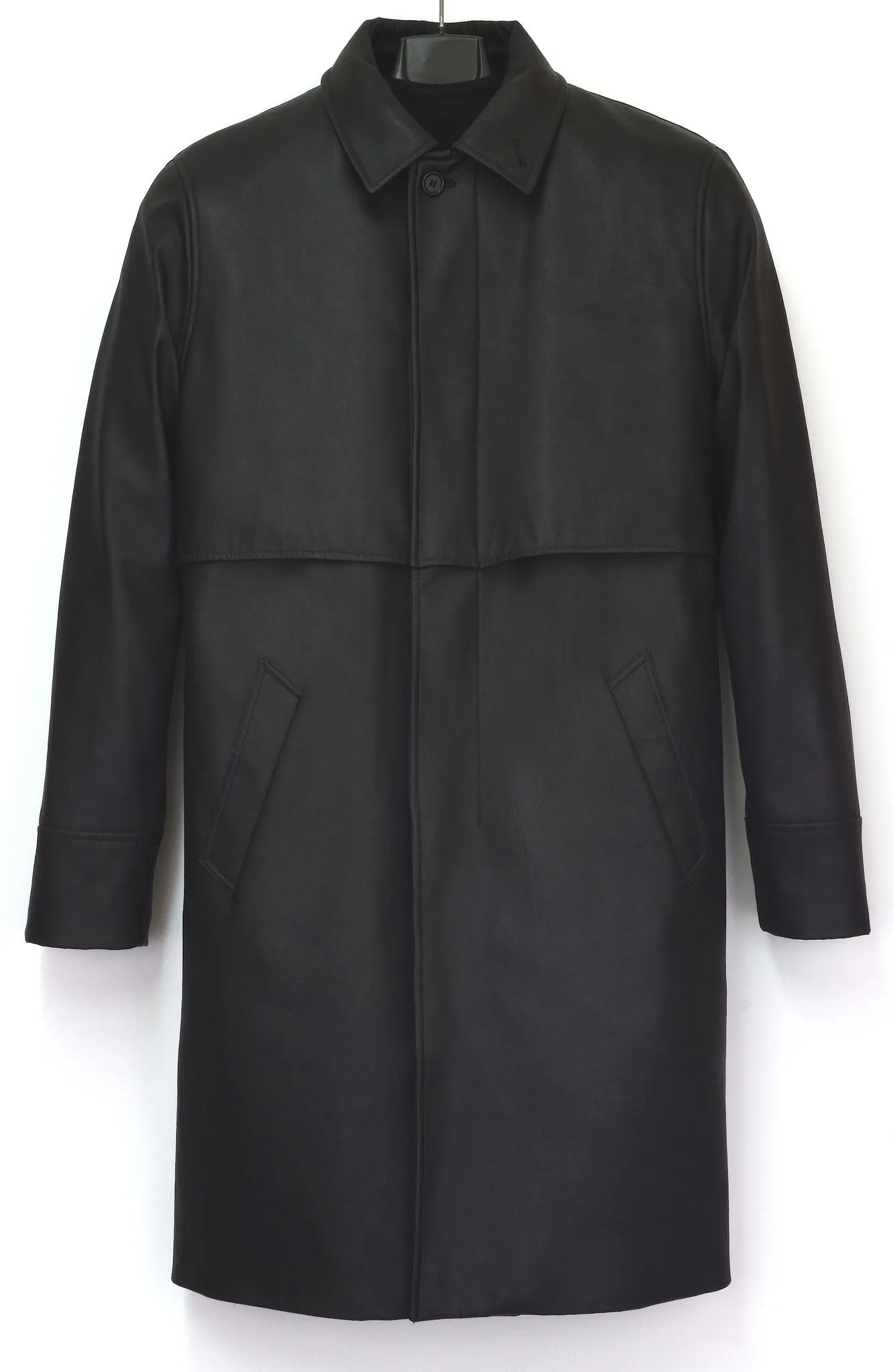 1997 Heavy Rubberised Canvas Half-Raglan Raincoat with Layered Yoke Panel