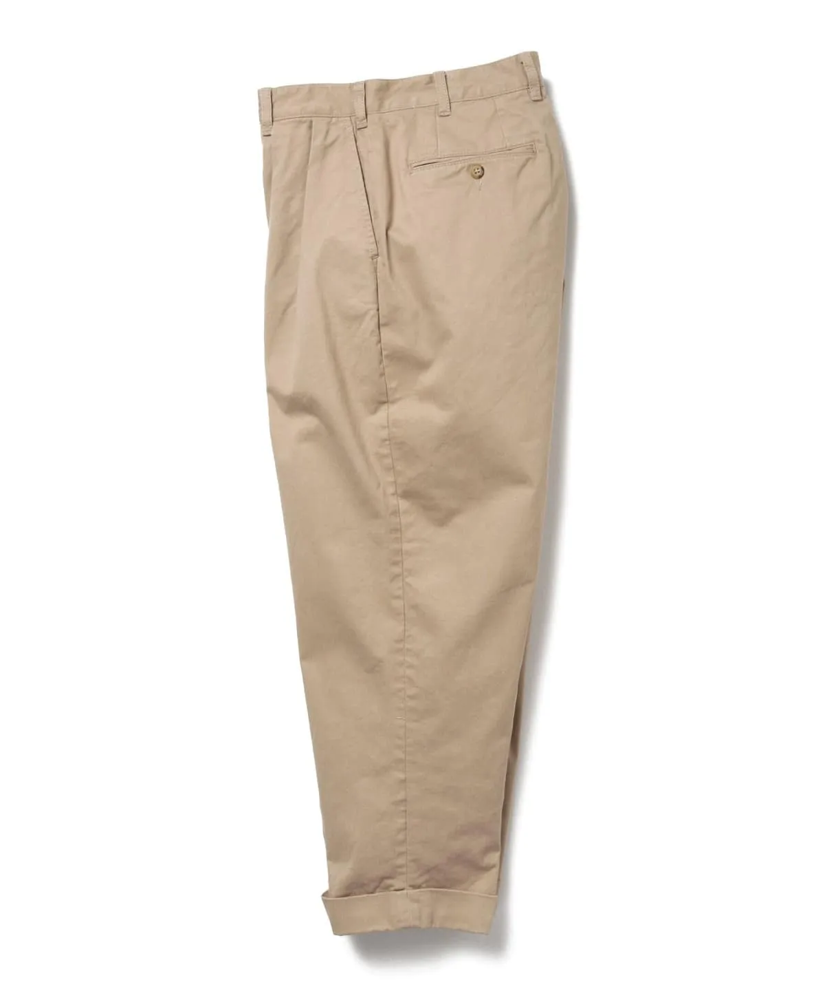 2 Pleats Twill Trousers - Khaki