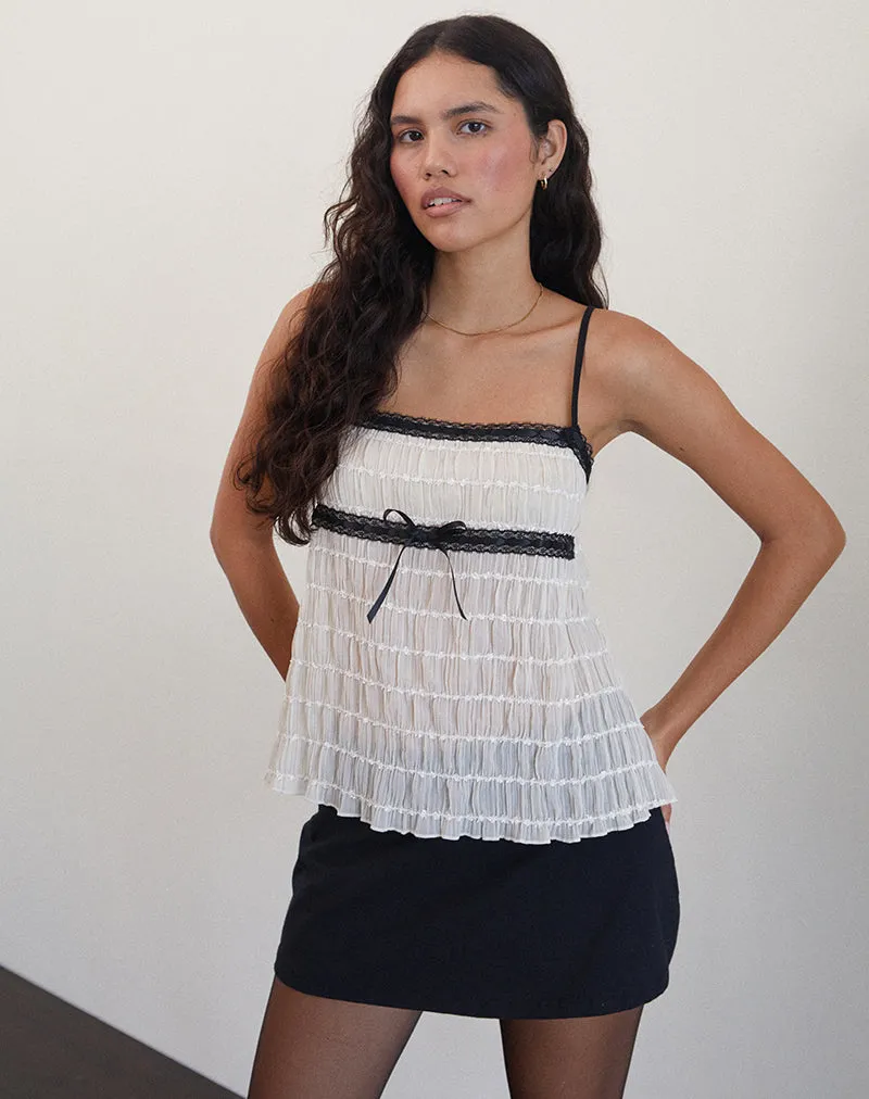 Ancika Cami Top in Textured Chiffon Ivory