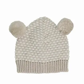 Arkie Waffle Knit Pom Pom Beanie - Natural