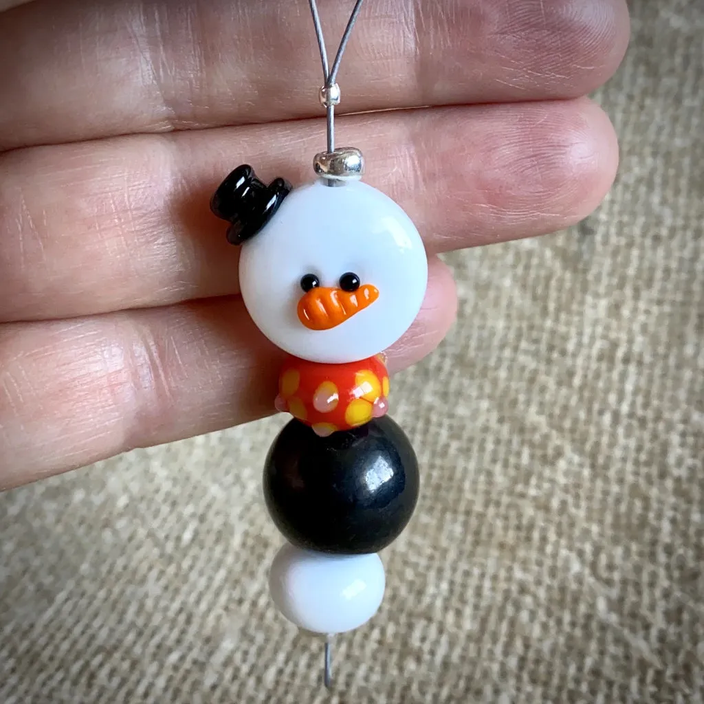 Avant Garde Shungite Snowman Ornament With Orange Scarf