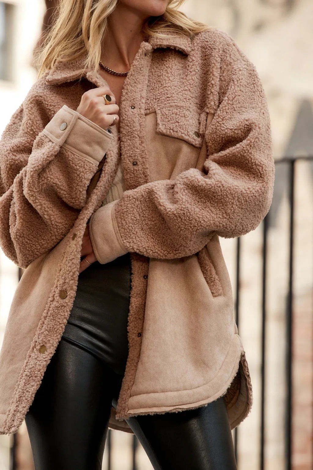 Bobbi Tan Suede Sherpa Jacket