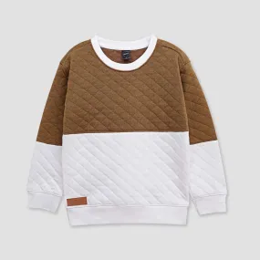 Brown/off-white quilting Sweatshirt for Kids