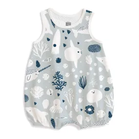 Bubble Romper - Sea Creatures Pale Blue & Navy