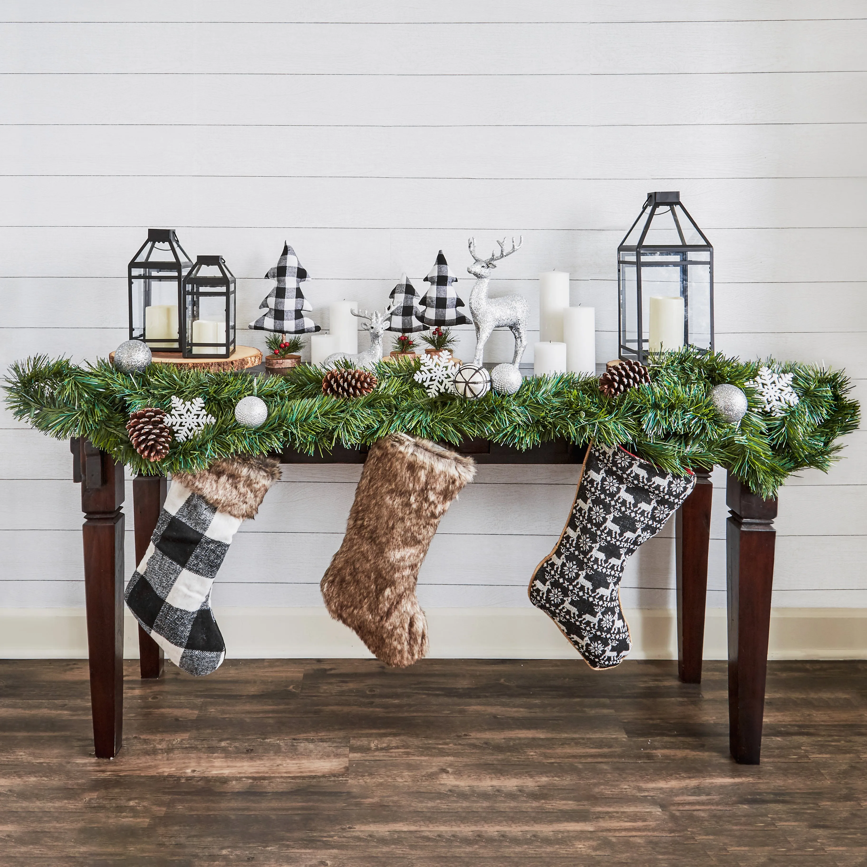 Cabin Blanket Stocking in Black and White