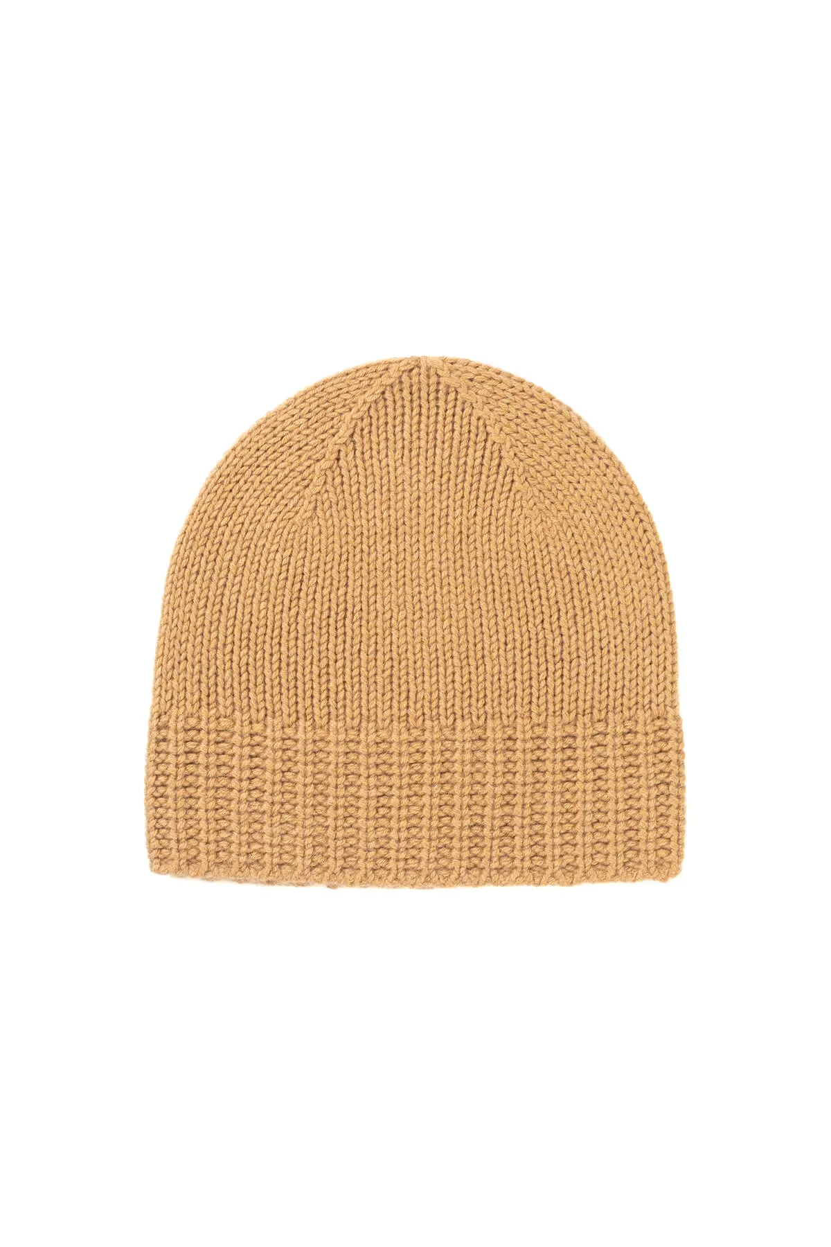 Camel Cashmere Jersey Cuff Beanie