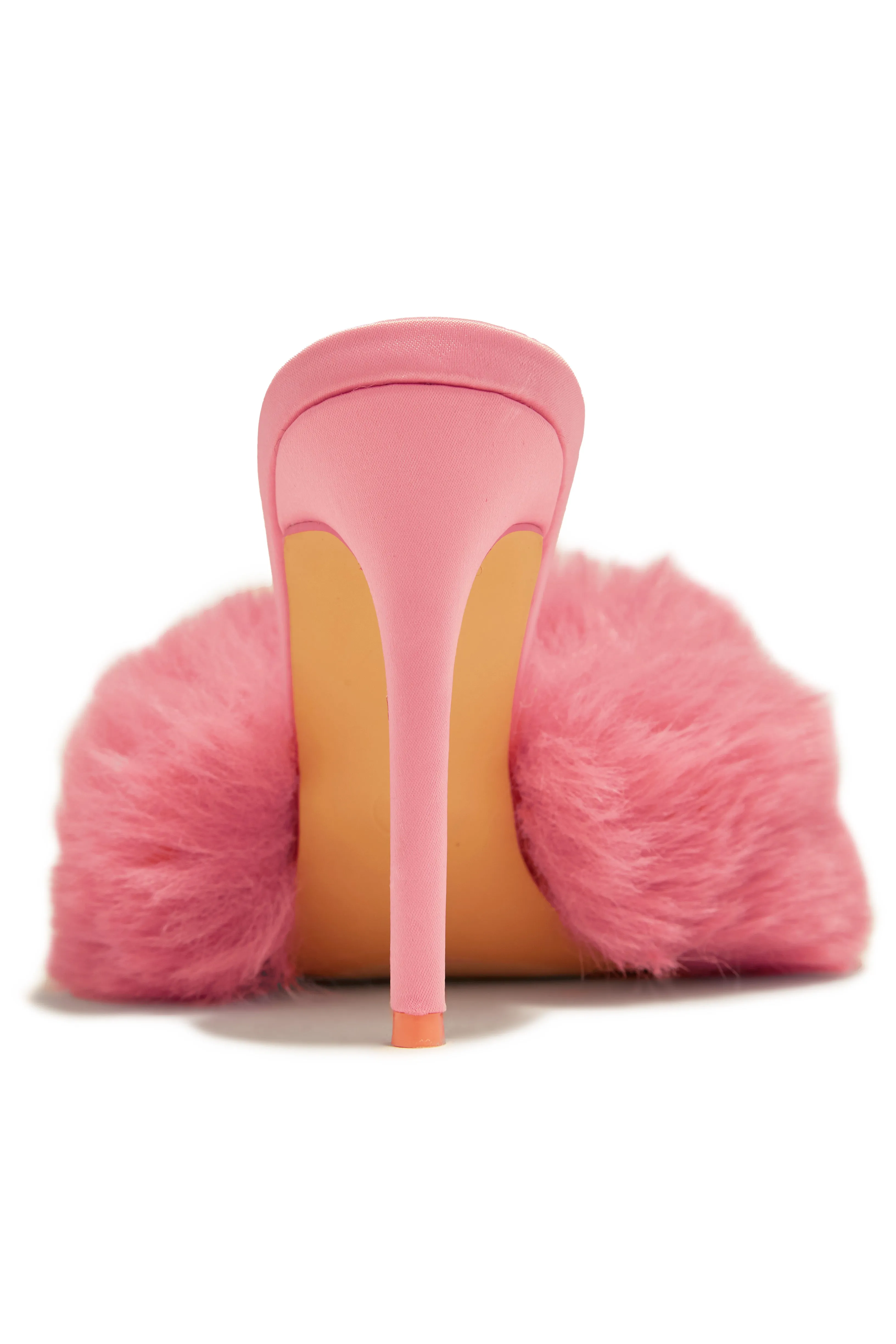 Cherie Faux Fur High Heel Mules - Pink