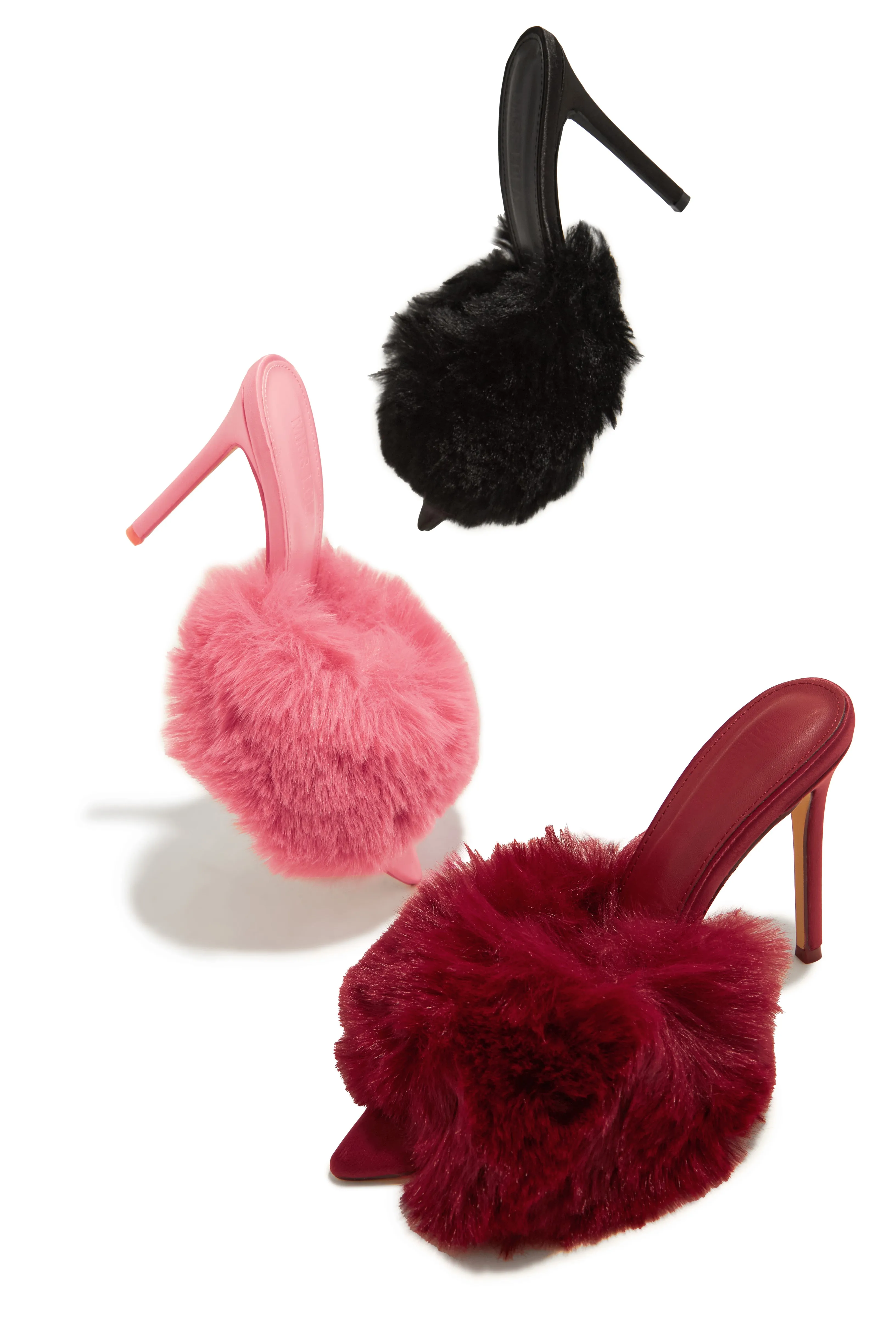 Cherie Faux Fur High Heel Mules - Pink