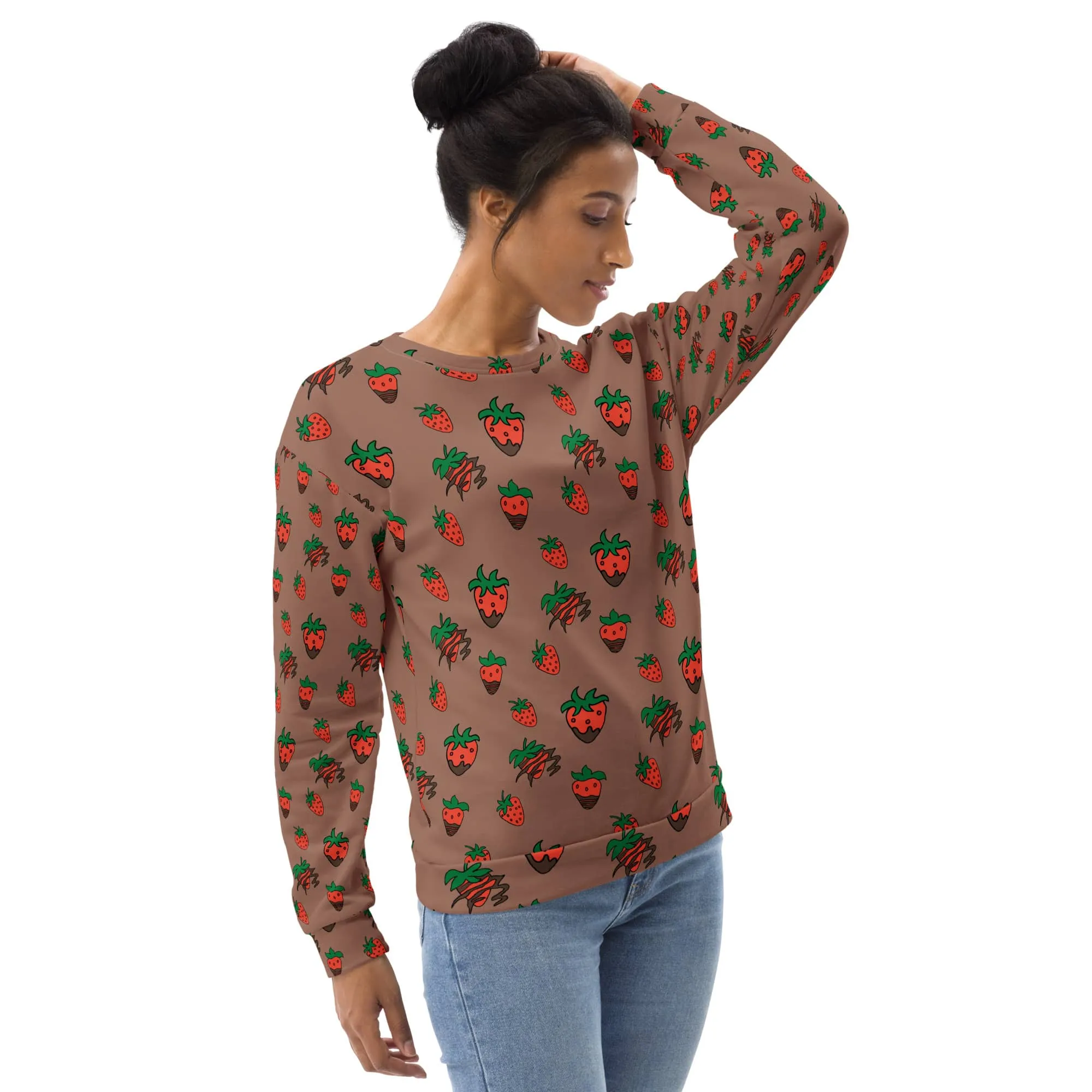 Chocolate Strawberry Women's Recyled Polyester Sweatshirt