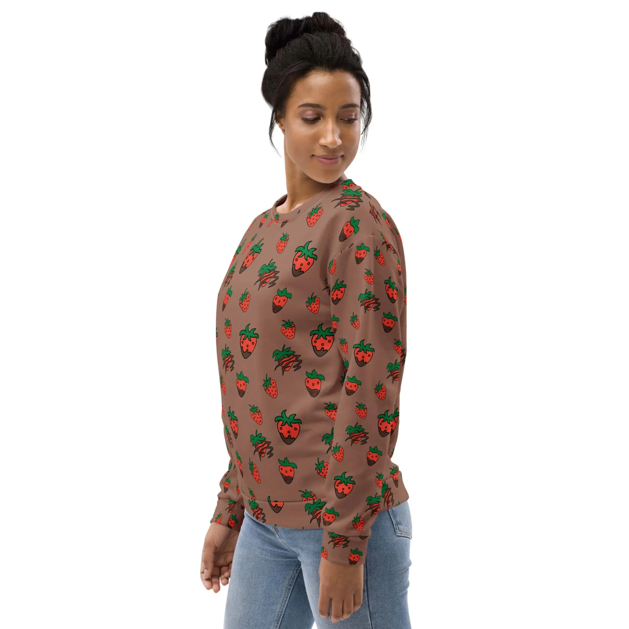 Chocolate Strawberry Women's Recyled Polyester Sweatshirt