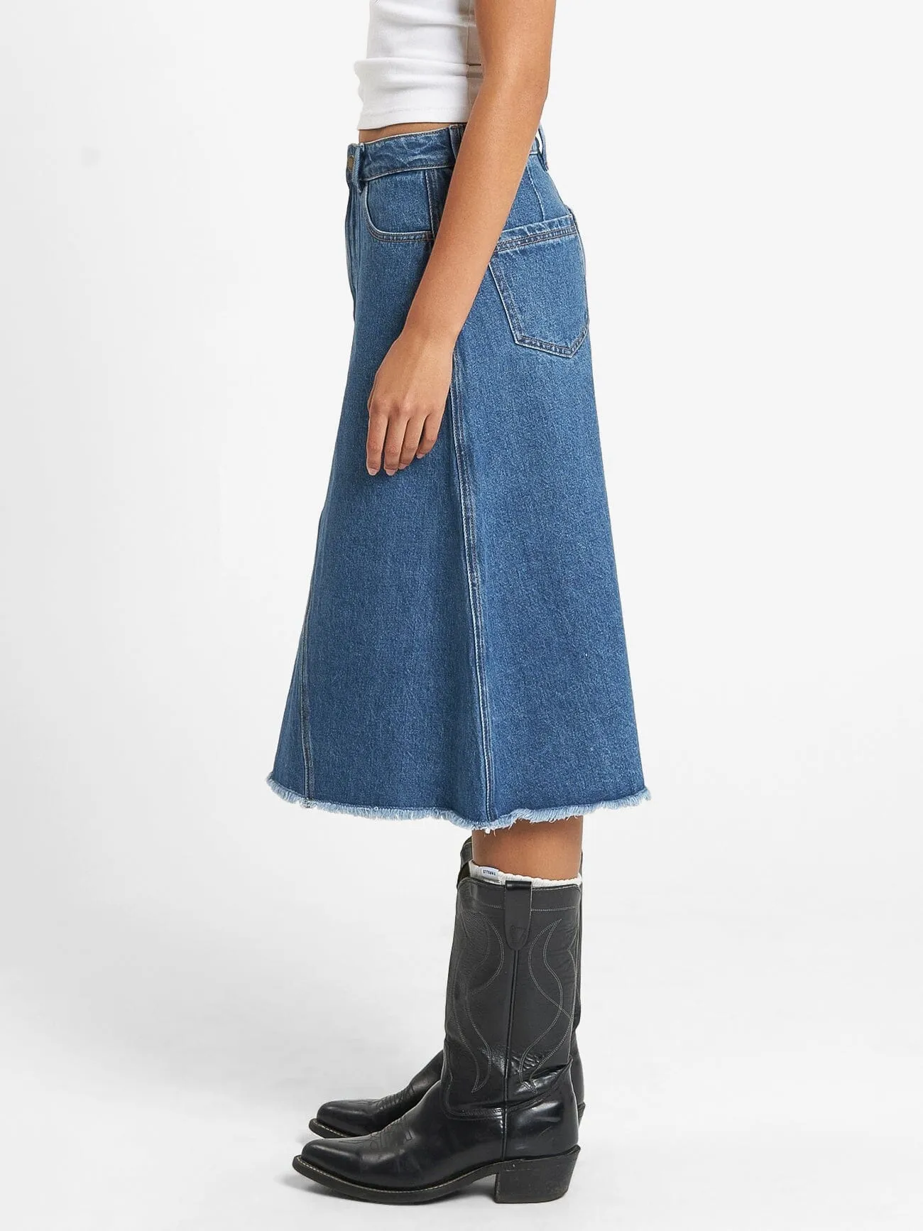 Cooper Midi Skirt - Rinsed Blue