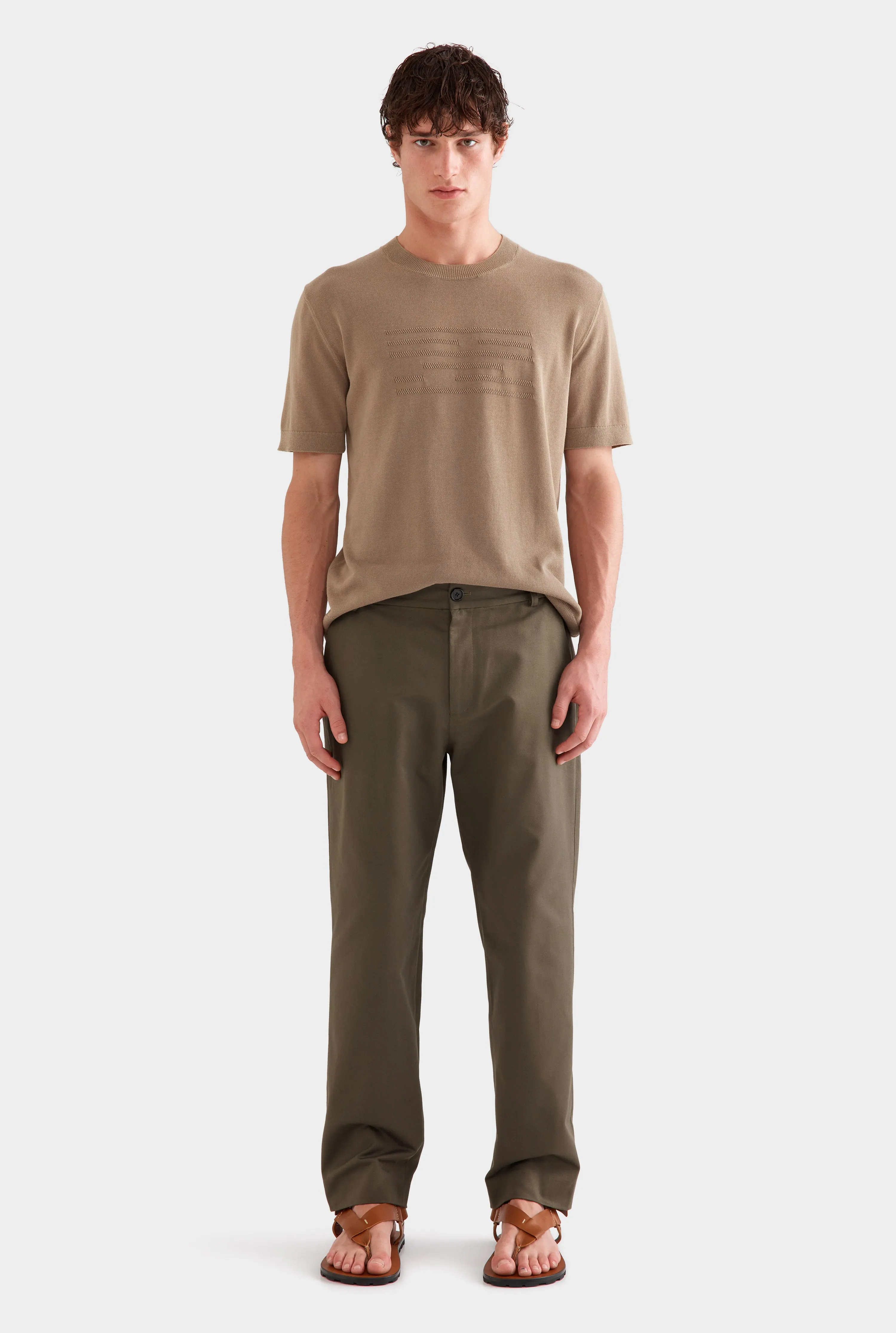 Cotton Twill Chino Trouser -  Dark Olive