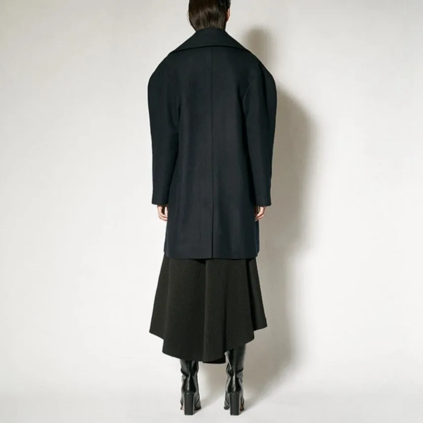 Dark navy structure signature avant-garde half coat