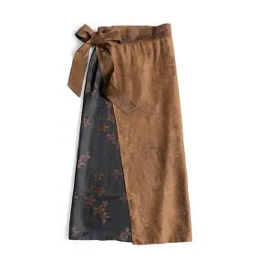 Exclusive Retro Chinese-style Silk Fragrant Cloud Gauze Midi Skirt Mulberry Silk Belted Pencil Skirt