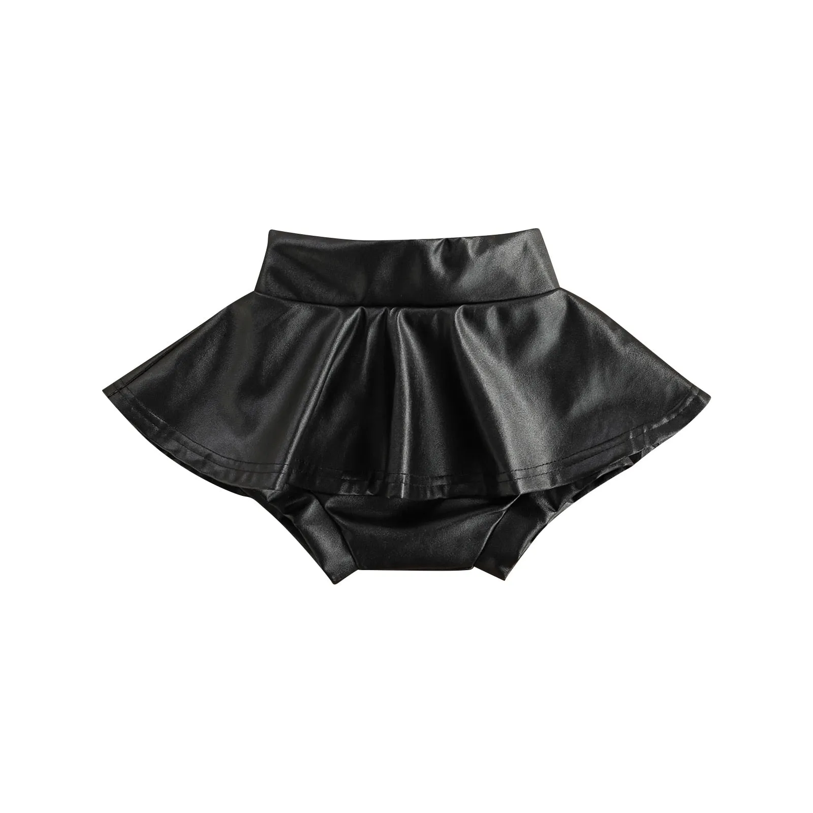 Fashion Kids Leather Solid Skirt w/Shorts, 3 Colors, 12m-4T