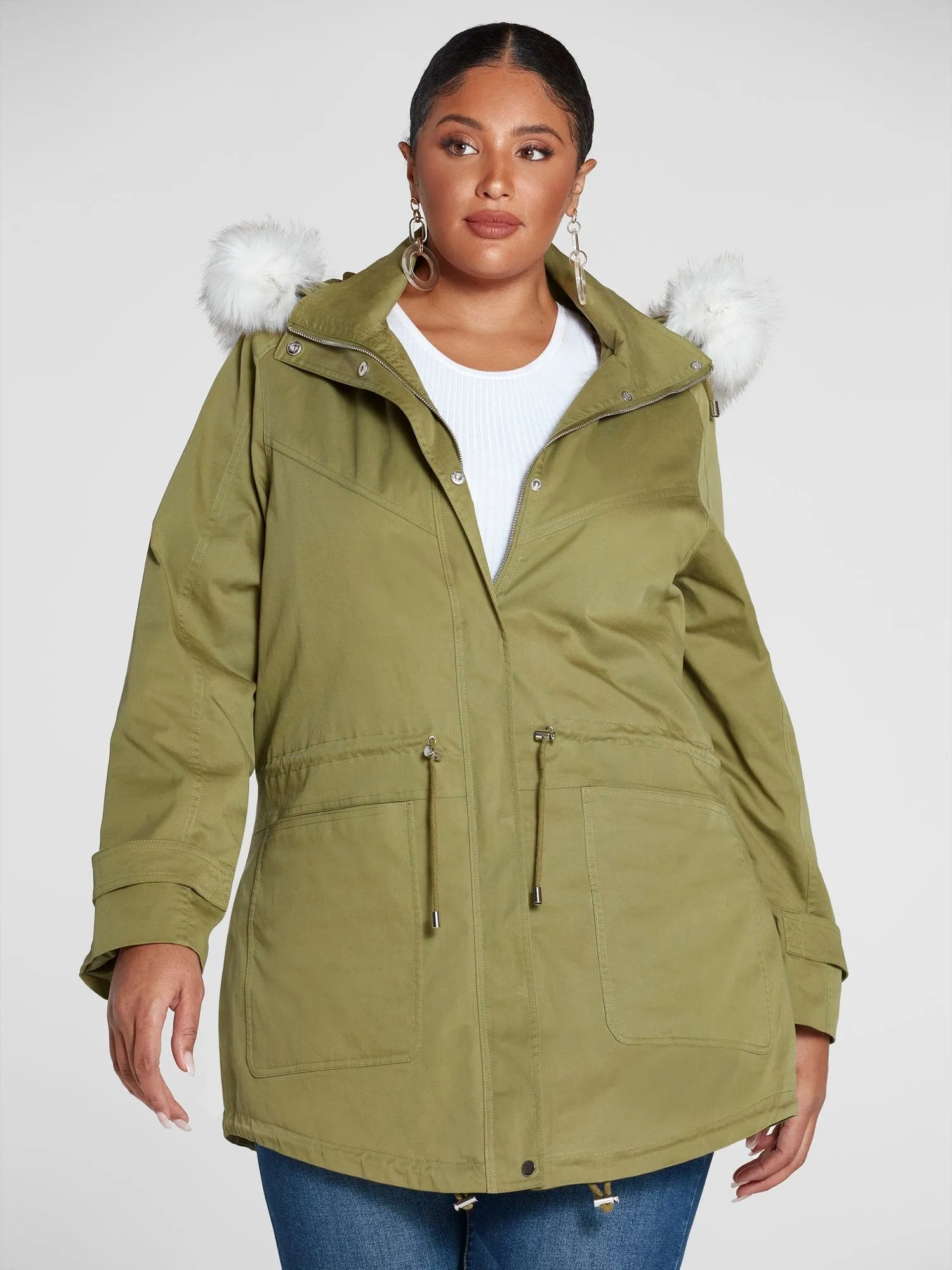 Fashion To Figure - Paige Faux Fur Lined Anorak Coat