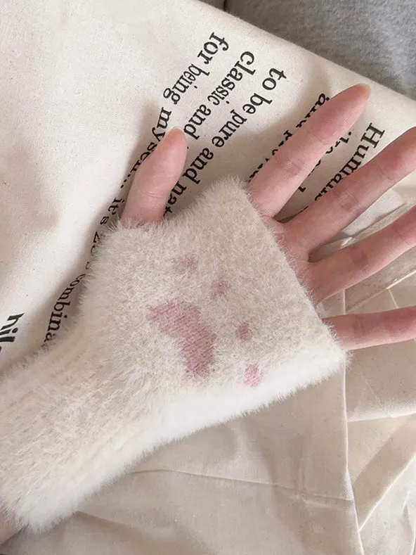 [Faux Fur] 5 Colors Sweet Kitty Paws-Pattern Gloves