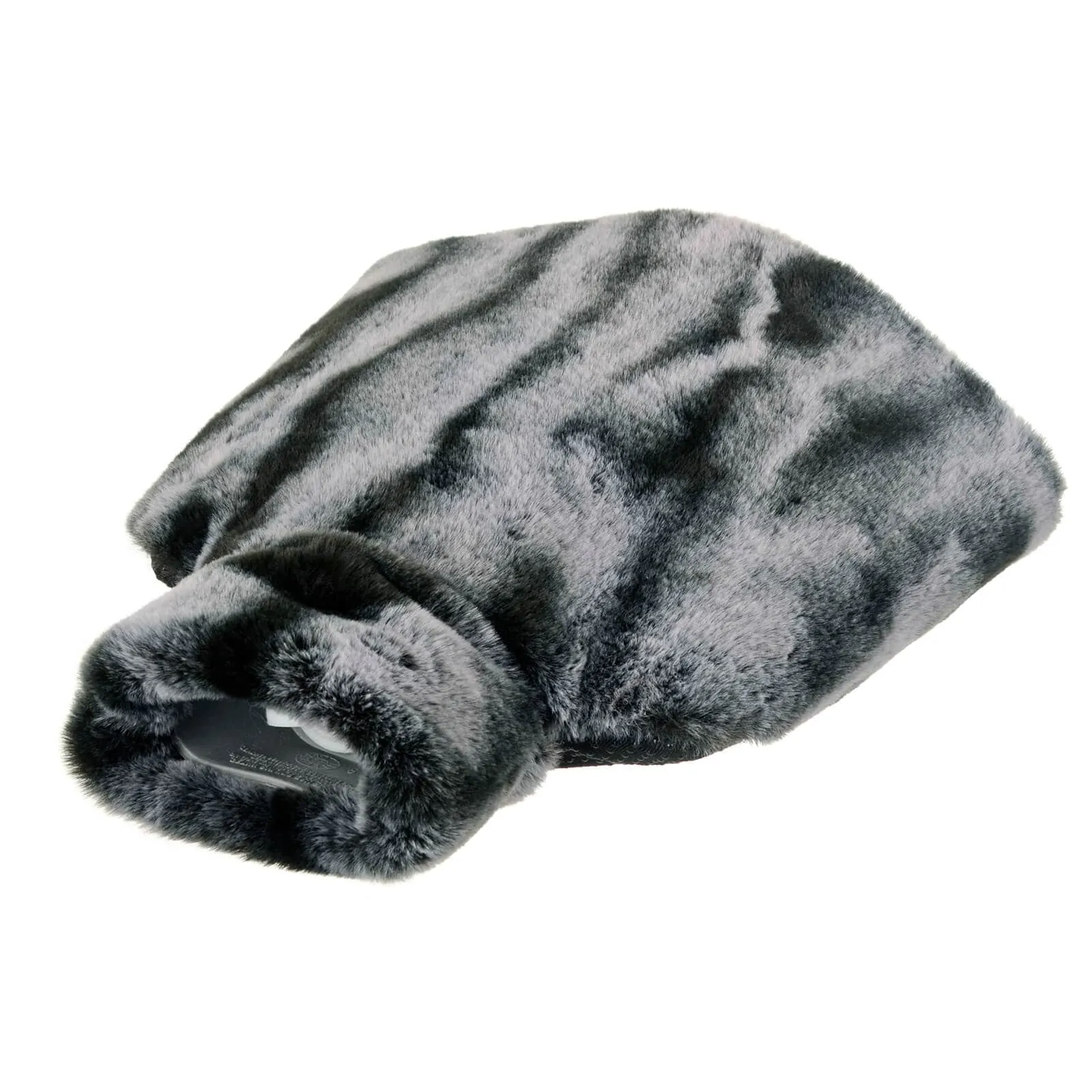 Foot Warmer Slipper Hot Water Bottle Grey Faux Fur Animal Print