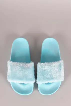 Fur Open Toe Slide Sandal