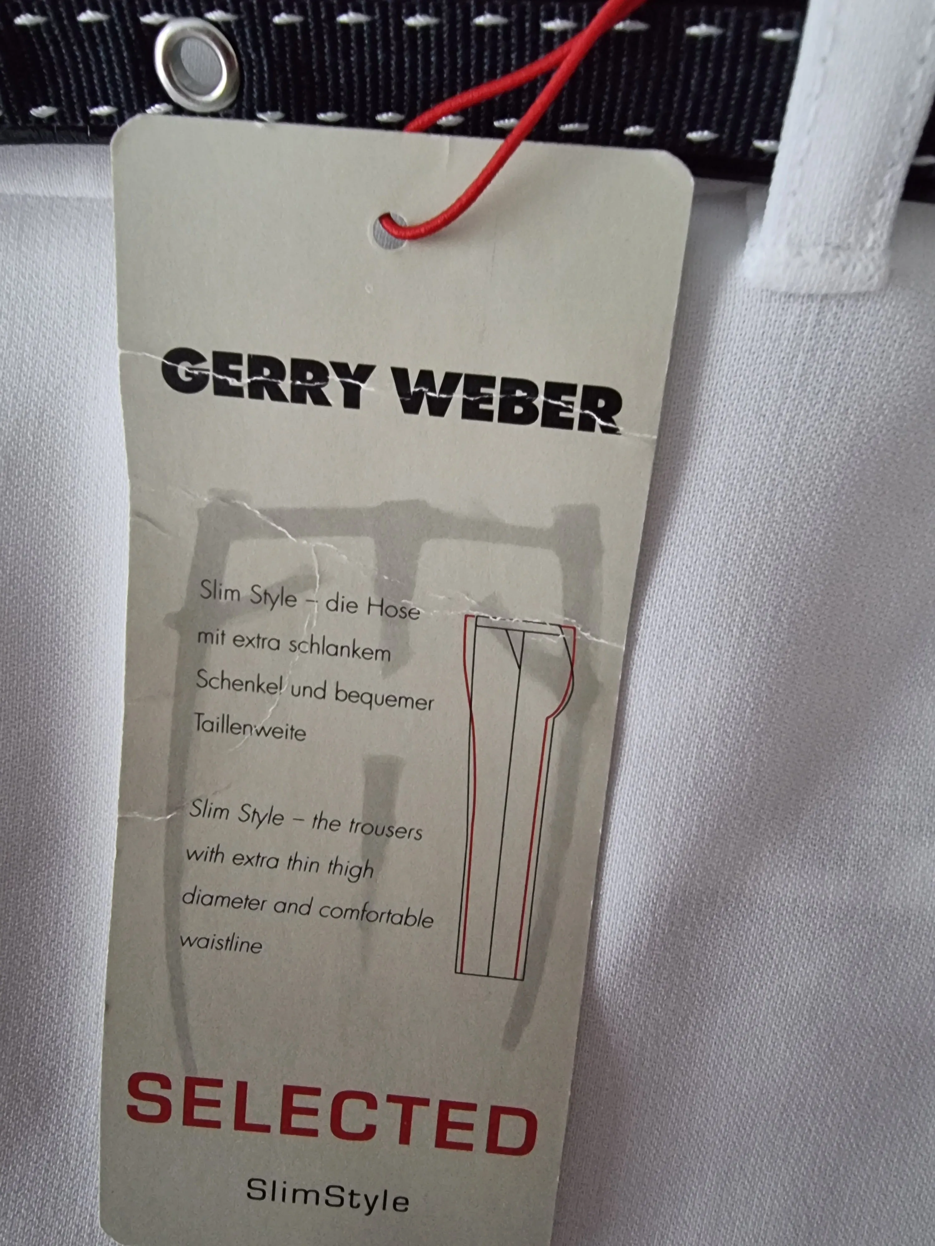 Gerry Weber Women’s White Lined Slim Style Summer Trousers UK14 US 10 EU 42 IT 45