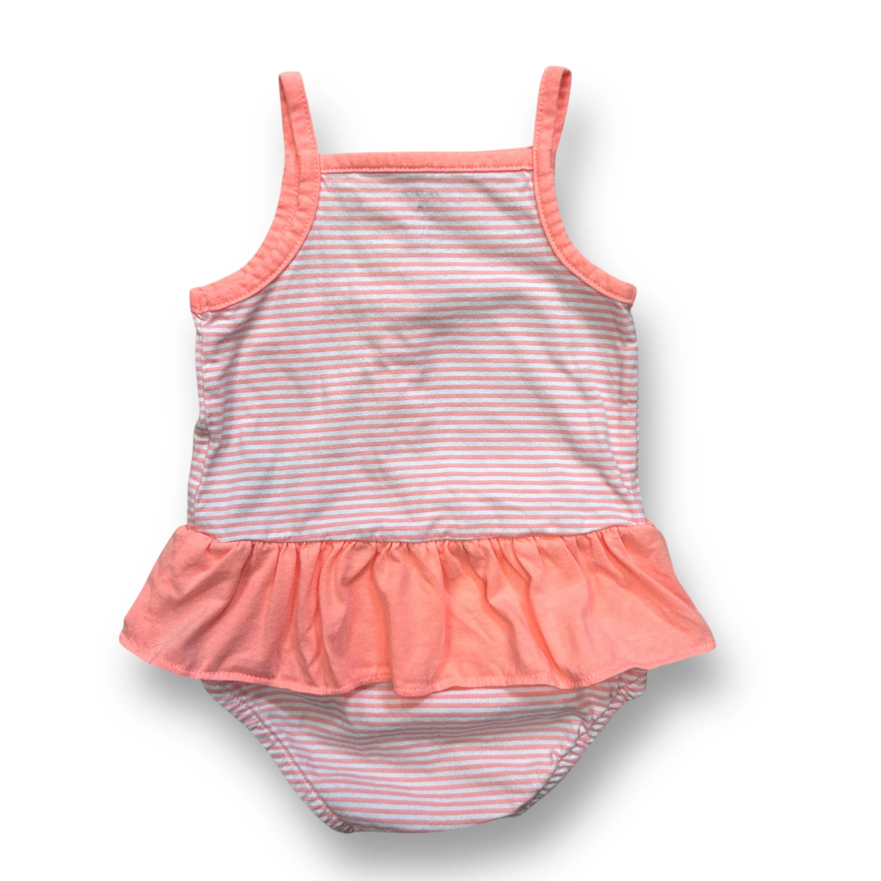 Girls Carter's Size 9 Months Orange & White Striped Spaghetti Strap Romper