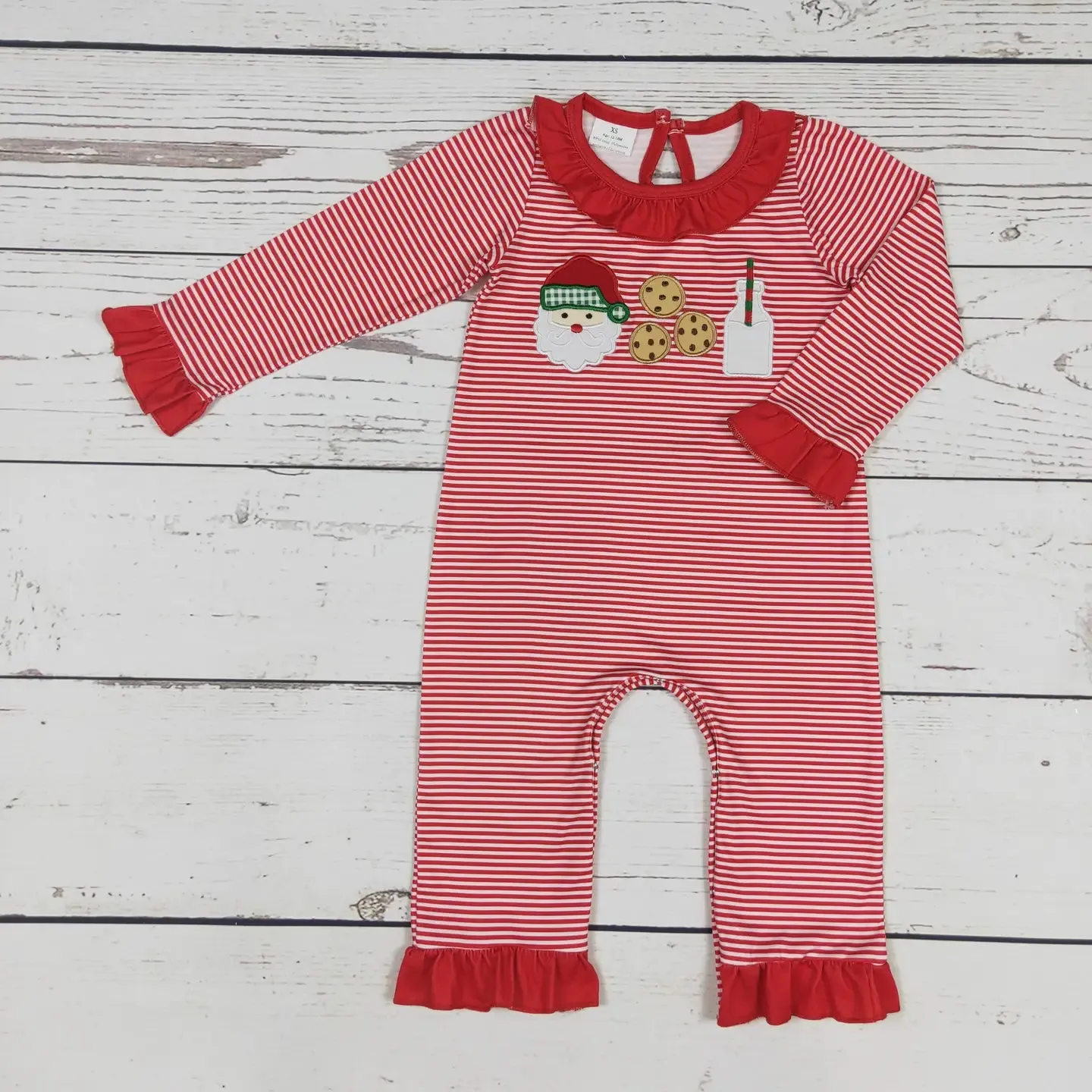 Girls Santa Milk & Cookies Romper