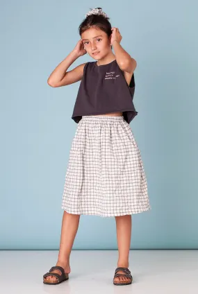 Girls Skirt Tocoto Vintage Check Midi Off White