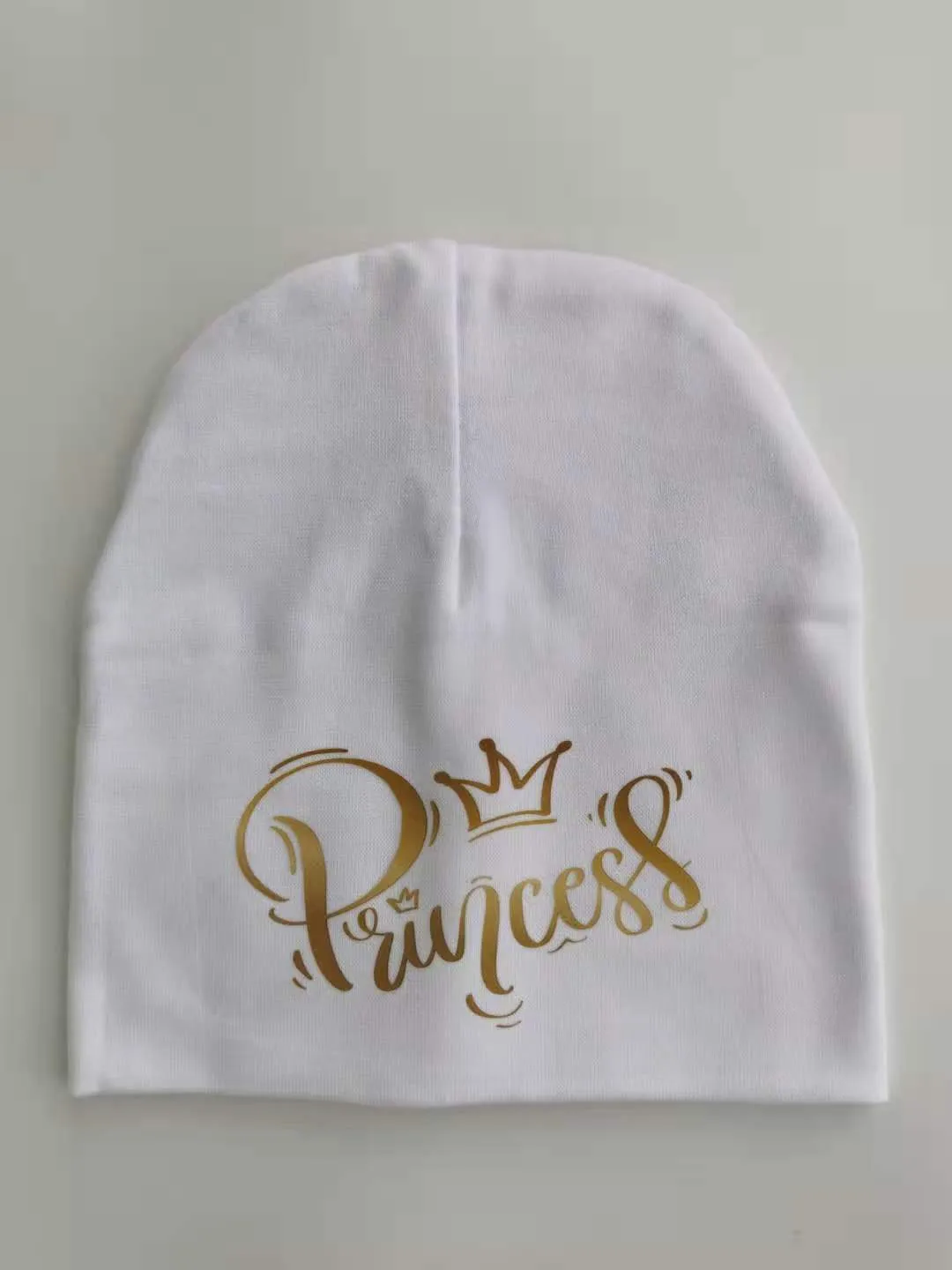 Golden Princess Prince Letter Design Pompom Cute Beanie Hats For Kids