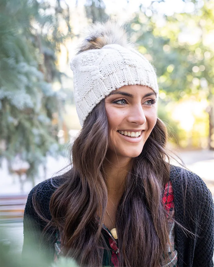 Grace & Lace Cream Cable Knit Beanie