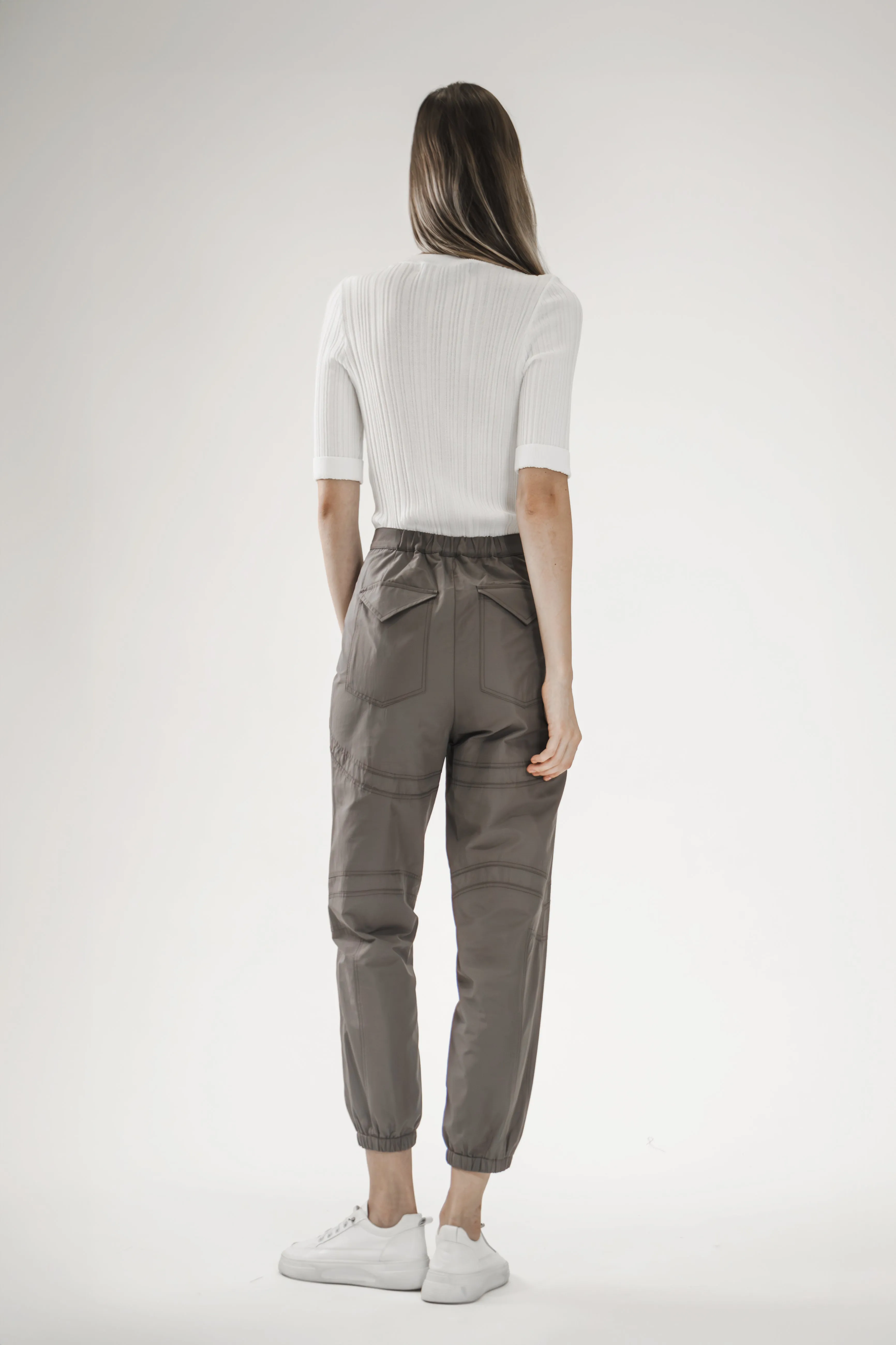 GRAY AVANT-GARDE CUT FITTED LONG PANTS