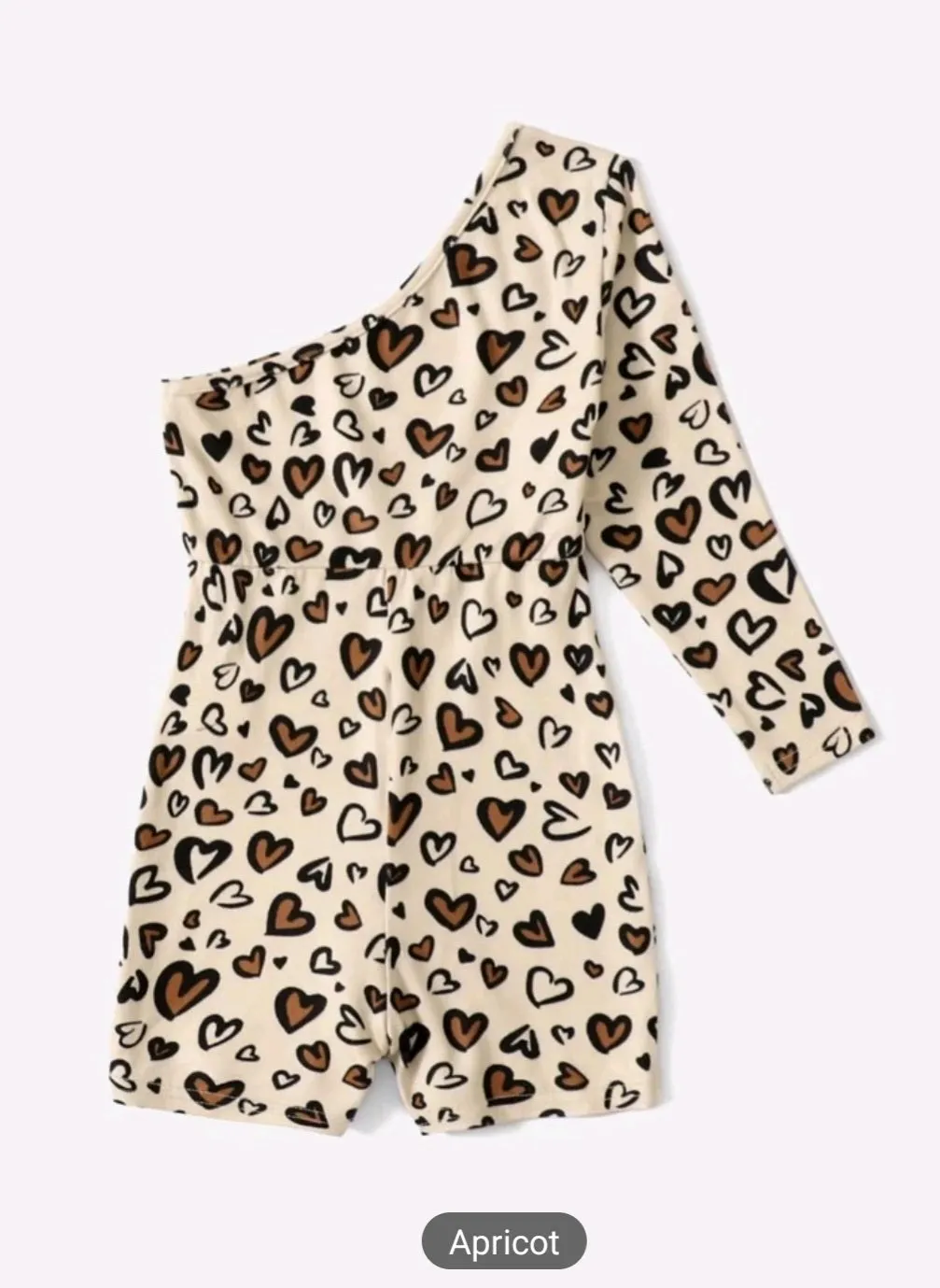 Heart Leopard Pint One Sholder Romper #1009