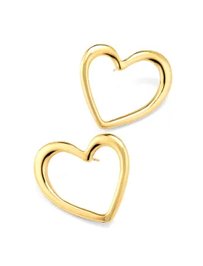 Heart Shaped, 18K Yellow Gold Studs