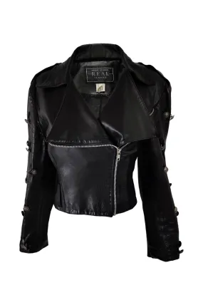 Helen Storey Vintage 80s Womens Black Leather Biker Jacket