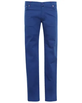 High Blue Cotton Blend Slim Fit Chino Pant