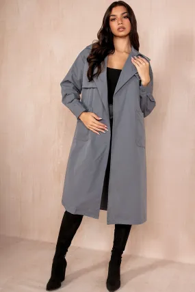 Holland Grey Belted Trench Coat