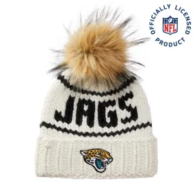 JACKSONVILLE JAGS LELE SADOUGHI X NFL WHITE BEANIE FAUX FUR POM