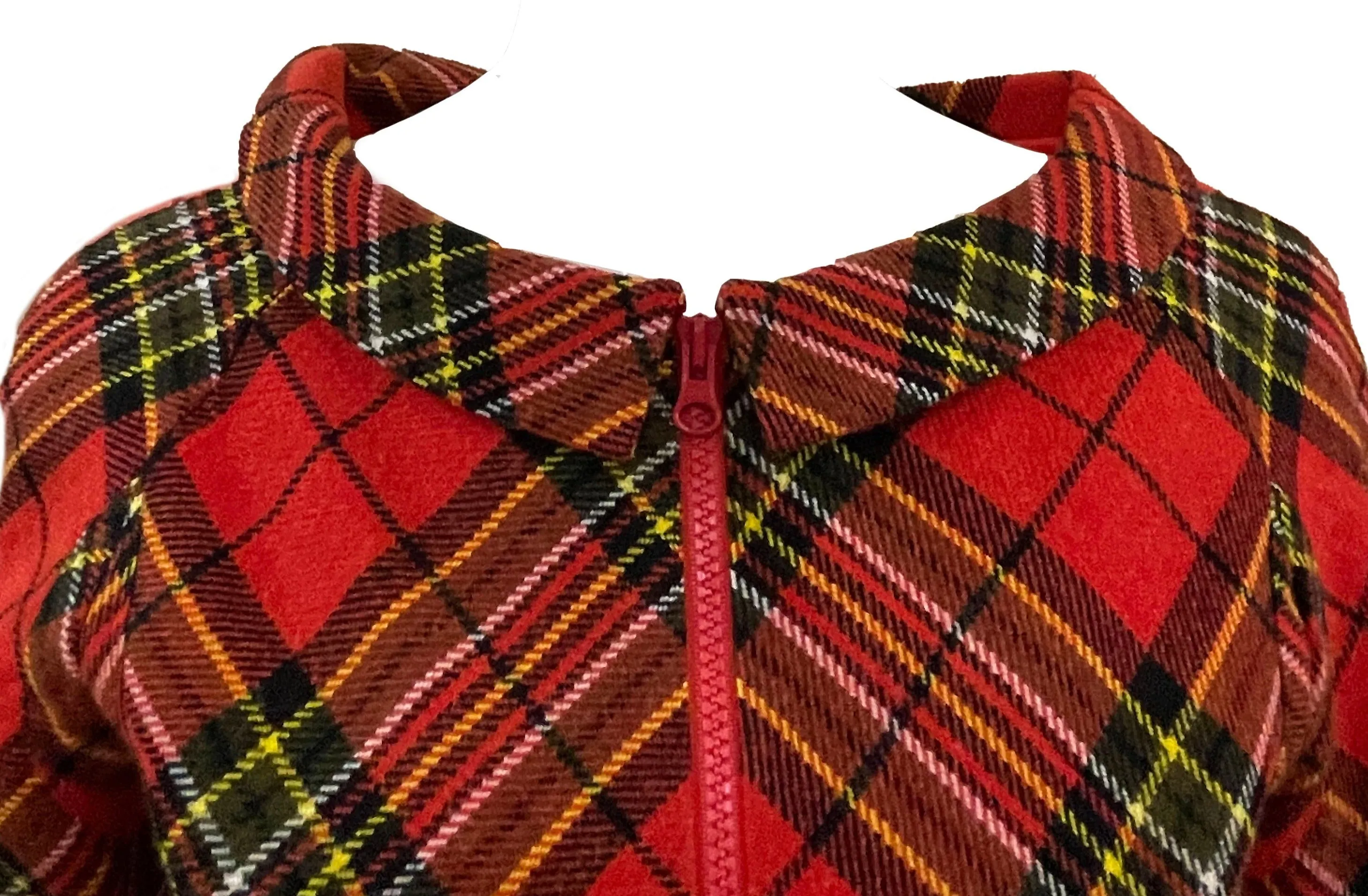 Junya Watanabe for Comme Des Garcons Red Plaid Wool Bodysuit