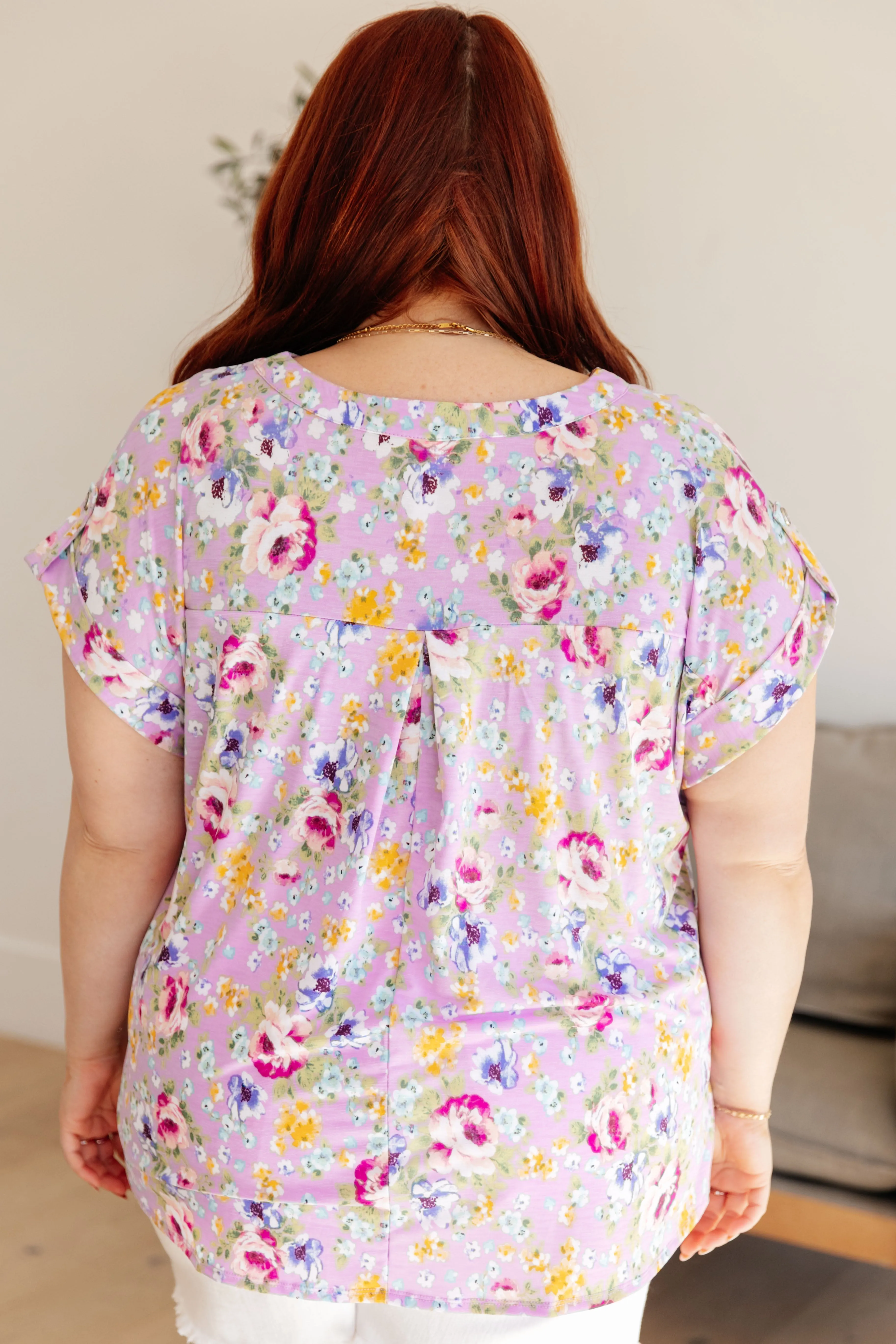 Lizzy Cap Sleeve Top in Lavender and Magenta Floral - Dear Scarlett