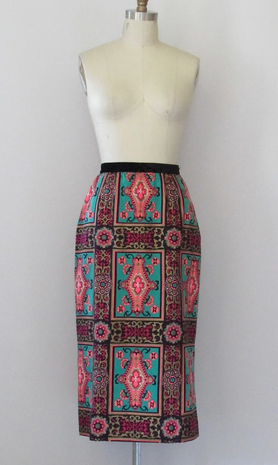 MARRAKESH EXPRESS 1960s Moroccan Style Floral Print Midi Skirt, Sz Small