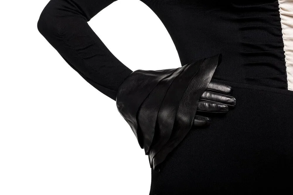 Molly 2 - Women's Silk Lined Leather Gloves with Tiered Cuff