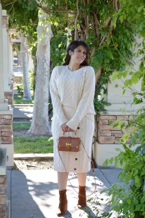 Monroe Oatmeal Chunky Cable-knit Sweater Set