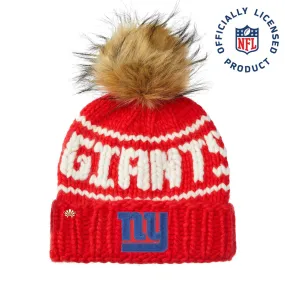 NEW YORK GIANTS LELE SADOUGHI X NFL RED BEANIE FAUX FUR POM