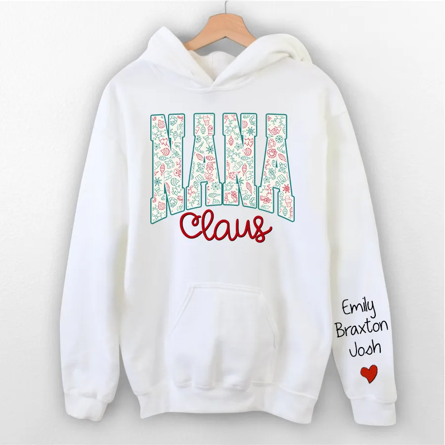 Personalized Christmas Grandma Shirt, Gigi Mini Nana Christmas Hoodie 02