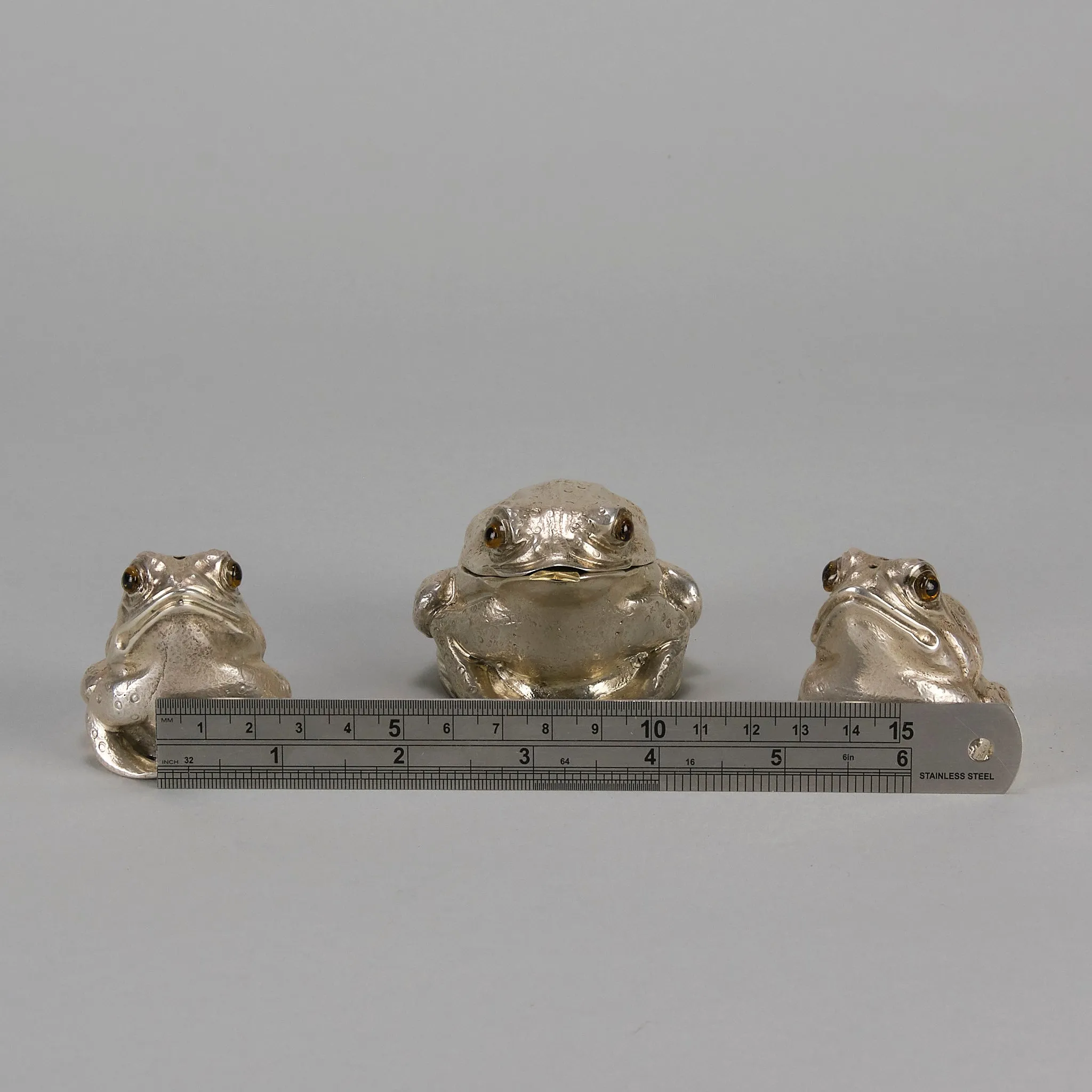 "Frog Cruet Set" English Silver