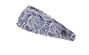 RAVEbandz The Pro - Wide Stretch Headband (Navy Paisley)