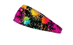 RAVEbandz The Pro - Wide Stretch Headband (Paint Splatter on Black)