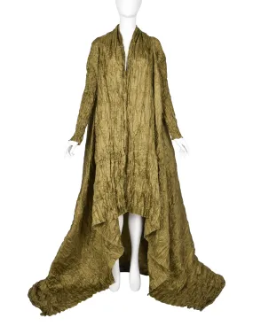 Ray London Vintage Dramatic Green Plisse Pleated Duster